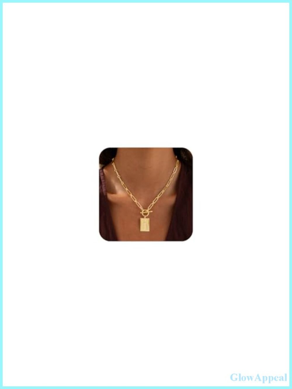 14K Gold Plated Chunky Cross Pendant Necklace for Women, Paperclip Chain Toggle